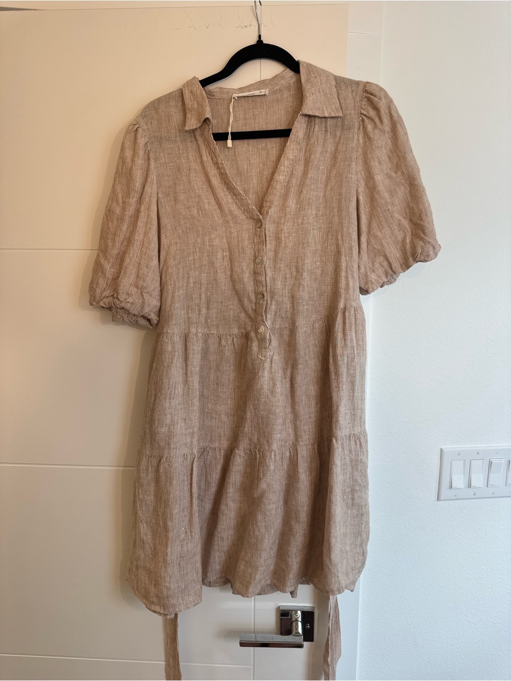 Mango Beige Linen Mini Dress